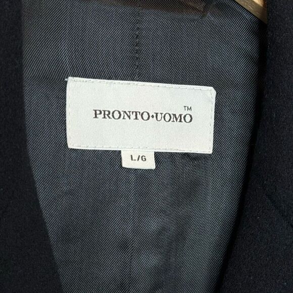 Pronto Uomo black wool and cashmere blend button up coat size L - Picture 7 of 15